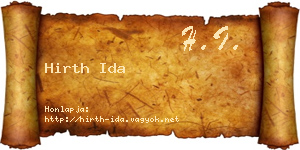 Hirth Ida névjegykártya